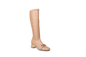 豪麟名鞋奥莱迪嘉女鞋长靴羊皮革Z26300N杏色  原价4960元