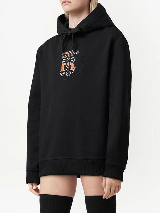 秋冬女款 虎纹绒格纹刺绣TB 连帽套头卫衣 Z-9808 商品图1