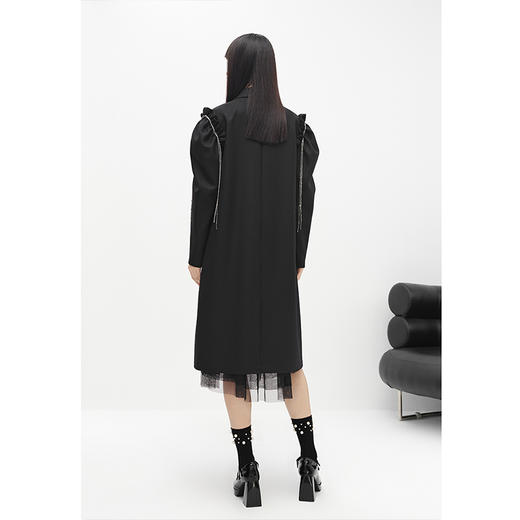 NEELLY纳俪商场同款冬季新款毛呢外套女中长款泡泡袖双排扣大衣N22103C01076 商品图4