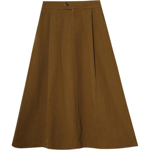 OLrain欧芮儿法式驼色半身裙女秋季2022新款高腰中长款a字伞摆裙 商品图5