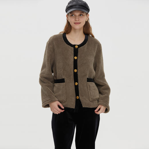 时髦家居服 BLEO 毛绒开襟金属扣外套+毛绒直筒长裤 商品图6