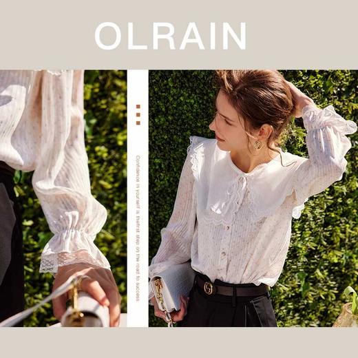 欧芮儿雪纺衬衫女春季2022年新款宽松显瘦法式蕾丝拼接设计感上衣 商品图2