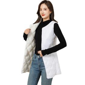 SX-8226女士冬季长款保暖时尚毛绒加绒马甲新款一体绒长马甲8226