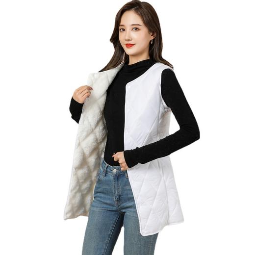 SX-8226女士冬季长款保暖时尚毛绒加绒马甲新款一体绒长马甲8226 商品图0