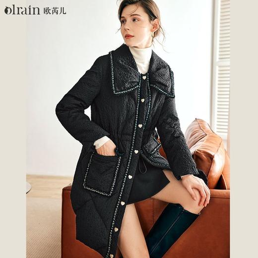 OLrain欧芮儿法式黑色小香风羽绒服女春2025新款中长款加厚外套 商品图0