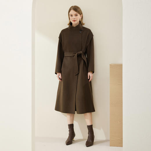 MH9F9斯尔丽瑟俪2022年冬上新商场同款高级立领牛角扣系腰带宽松大衣 商品图2
