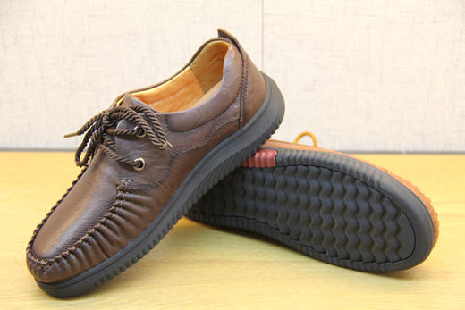 豪行秋季新款20308658豆豆鞋系带牛皮防滑软底真皮女鞋透气妈妈鞋 商品图6