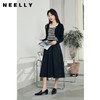 NEELLY纳俪商场同款黑白条纹针织拼接连衣裙女中长款两件套A字裙N22094Y06665 商品缩略图1