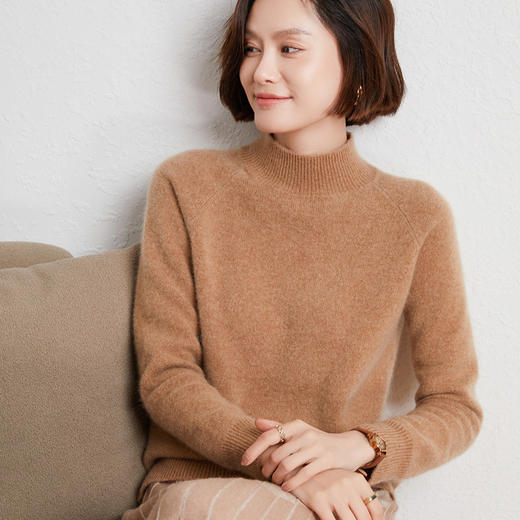 QHJY-JYBG22098女式羊毛衫纯色半高领打底衫毛衣加厚宽松套头羊毛针织衫冬季新款 商品图0