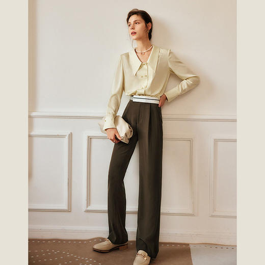 欧芮儿西装休闲裤女春季2022年新款高腰显瘦时尚气质设计感阔腿裤 商品图3