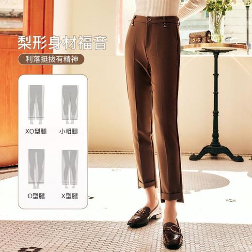 OLrain欧芮儿法式咖色西装休闲裤女秋季2022年新款直筒开叉烟管裤 商品图1