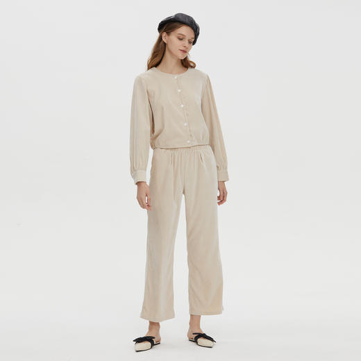 舒适别致 BLEO 圆领开襟贝壳扣长袖家居服套装 商品图4