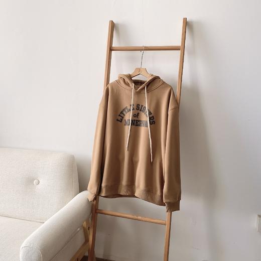 老米优品  / 加绒加厚！复古咖啡色！秋冬氛围感满满！《简约百搭字母连帽加绒卫衣》不管是日常通勤还是出门玩，穿这件卫衣都ok！老米墙裂推荐要入的卫衣！WY221012E 商品图11
