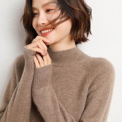 QHJY-JYBG22098女式羊毛衫纯色半高领打底衫毛衣加厚宽松套头羊毛针织衫冬季新款 商品图2