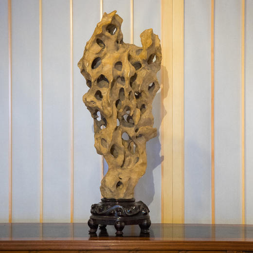 清 灵璧石文房赏石（红木座） 商品图0