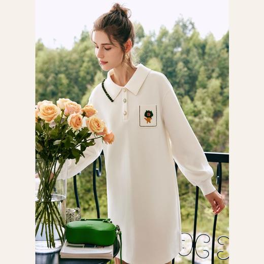 Olrain欧芮儿POLO领直筒裙女2022年秋季新款学院风法式连衣裙短裙 商品图3