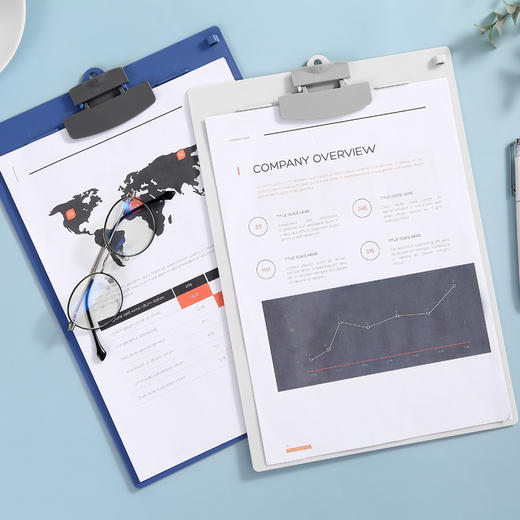 齐心 A7688 竖式全塑胶板夹 A4灰白色板夹写字板手写板 商品图3