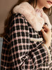 欧芮儿獭兔毛领长袖格子毛呢外套女2019秋冬新款宽松短款呢大衣 商品缩略图2
