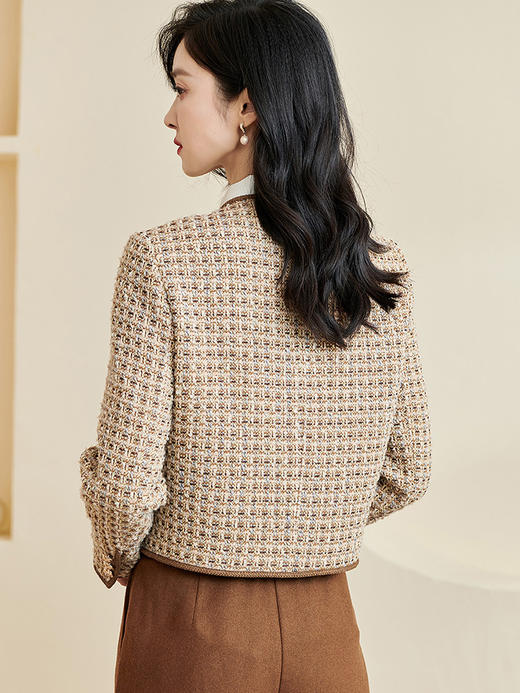 米思阳2024春季新款时尚气质休闲直筒开衫小香风长袖短外套3534 商品图2