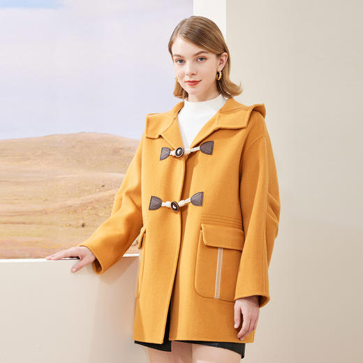 MH9R5斯尔丽瑟俪商场同款2022年冬上新休闲连帽牛角扣搭畔减龄宽松大衣 商品图0