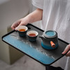 陶瓷茶盘家用小型茶托盘干泡台储水泡茶盘功夫茶具托盘排水式茶海 伊-山川海浪方形盘S3a 商品缩略图9
