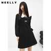 NEELLY纳俪商场同款撞色娃娃领连衣裙女中长款拼接袖毛呢a字裙冬N22103Y01087 商品缩略图0