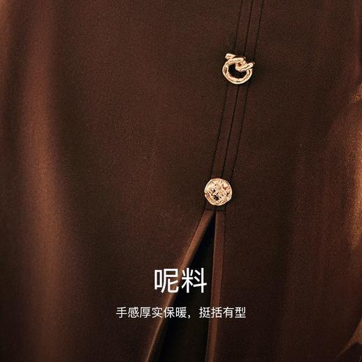 【年货节专享】【满300-30元】【满600-60元】OLrain欧芮儿法式咖色毛呢半身裙女秋季2022新款高腰开叉中长裙子 商品图2