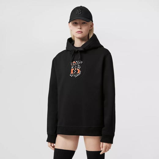 秋冬女款 虎纹绒格纹刺绣TB 连帽套头卫衣 Z-9808 商品图0