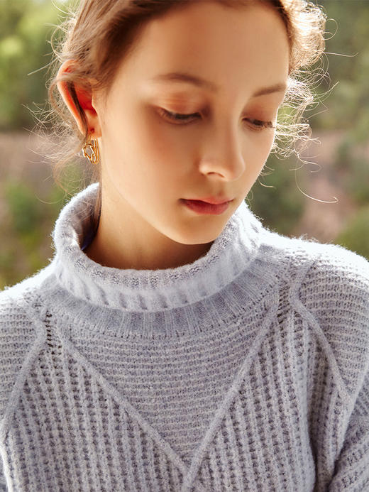 欧芮儿高领套头毛衣女春装新款2025宽松显瘦慵懒时尚洋气纯色上衣 商品图1