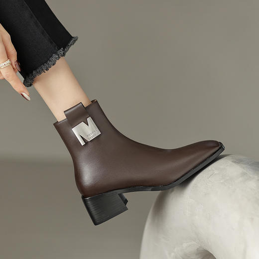 OLD K319aa方头短靴中跟金属方扣马丁靴时装靴 商品图5