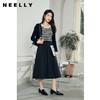 NEELLY纳俪商场同款黑白条纹针织拼接连衣裙女中长款两件套A字裙N22094Y06665 商品缩略图3