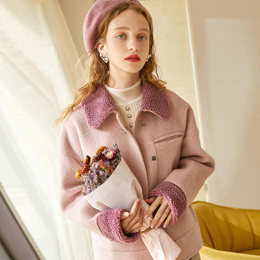 @2019冬季毛呢外套女短款粉色呢子外套女小个子 商品图0