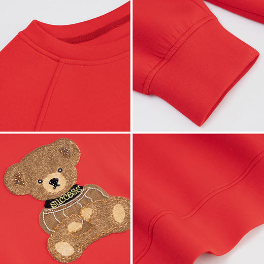 欧芮儿卫衣女秋冬2021年新款宽松显瘦小熊立体刺绣减龄圆领卫衣 商品图8