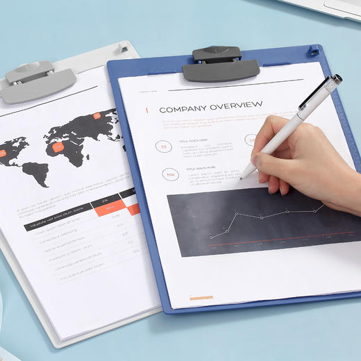 齐心 A7688 竖式全塑胶板夹 A4灰白色板夹写字板手写板 商品图4