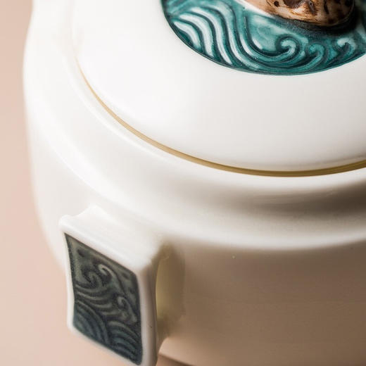 陶瓷快客杯一壶三杯旅行功夫茶具便携包茶壶套装户外泡茶小 沧海快客杯 商品图6