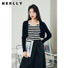NEELLY纳俪商场同款黑白条纹针织拼接连衣裙女中长款两件套A字裙N22094Y06665 商品缩略图0