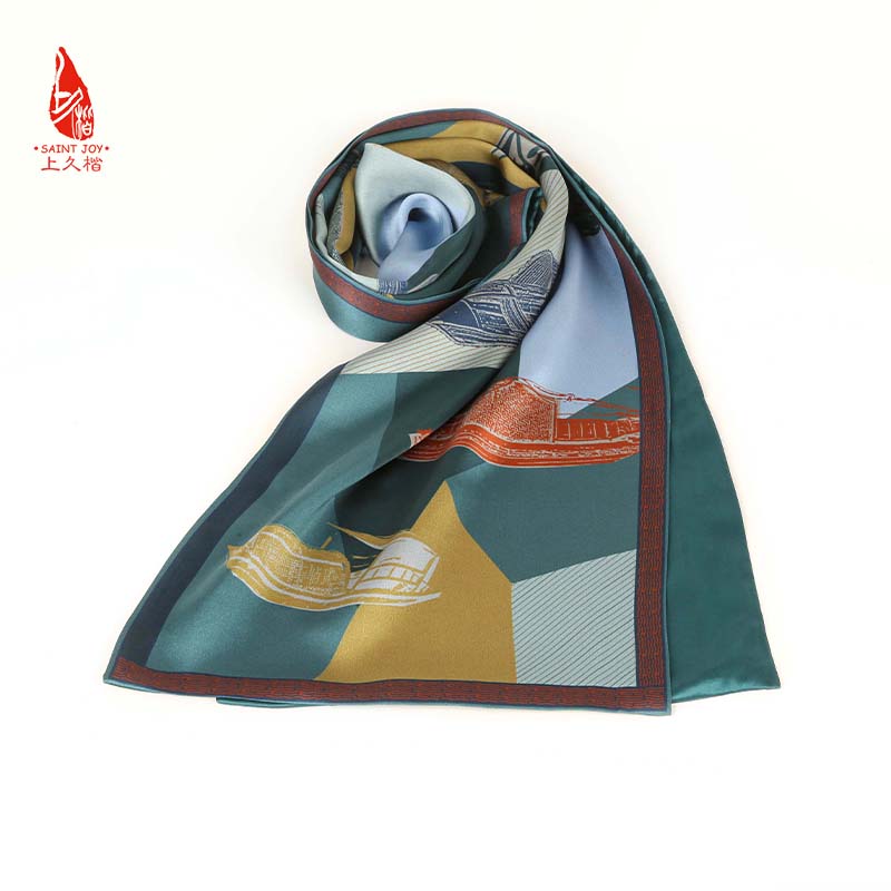 SAINTJOY/上久楷 真丝长巾 真丝长巾 大运河二号  CJS21028