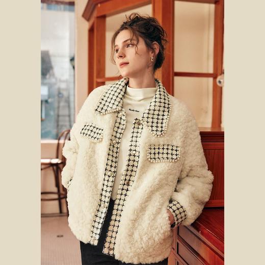 OLrain欧芮儿法式小香风毛呢外套女春2025新款皮毛一体毛绒大衣 商品图2