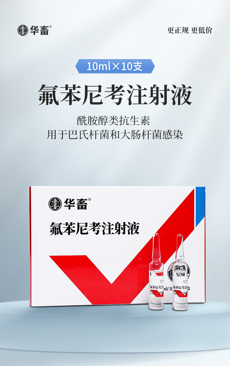 买5送1华畜兽药10氟苯尼考注射液咳嗽气喘胸膜炎猪牛羊鸡呼吸道肺炎