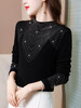 MZ11216 2022新款烫钻打底衫女士冬装妈妈半高领小衫时尚洋气加绒加厚上衣 商品缩略图2