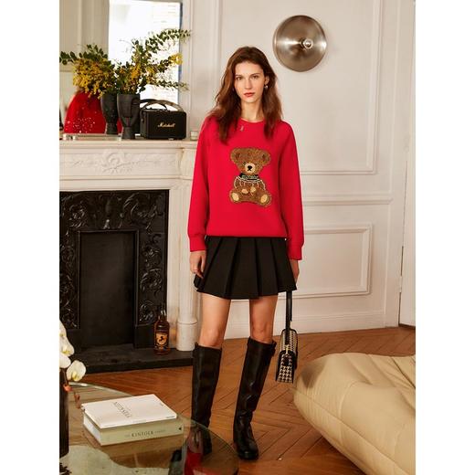 欧芮儿卫衣女秋冬2021年新款宽松显瘦小熊立体刺绣减龄圆领卫衣 商品图0