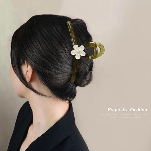 LBE-dz655-7花朵抓夹女大号后脑勺盘发发夹感鲨鱼夹韩国优雅夹子头饰 商品图0