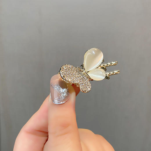 LBE-dz587蝴蝶发夹女感猫眼石水钻刘海侧边夹小号抓夹发卡头饰 商品图4
