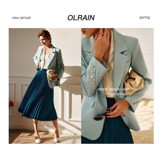 欧芮儿莫兰迪西装外套女春季2022年新款宽松显瘦时尚宽松休闲上衣 商品图1