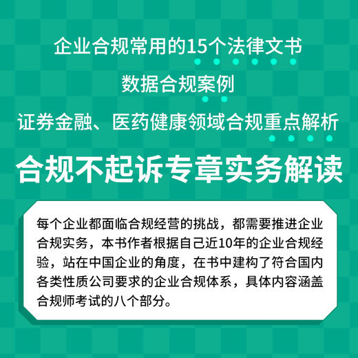 企业合规管理实战入门 方拯著企业合规管理书籍合规师考试不起诉企业合规实务尽职调查商业伙伴管理合规制裁 商品图2