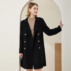 MH9H6斯尔丽瑟俪2022年冬上新商场同款休闲翻领双排扣风衣款双面呢大衣