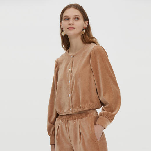 舒适别致 BLEO 圆领开襟贝壳扣长袖家居服套装 商品图3