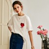 欧芮儿白色T恤女2021秋冬新款爱心团设计感小众圆领短袖洋气上衣 商品缩略图2