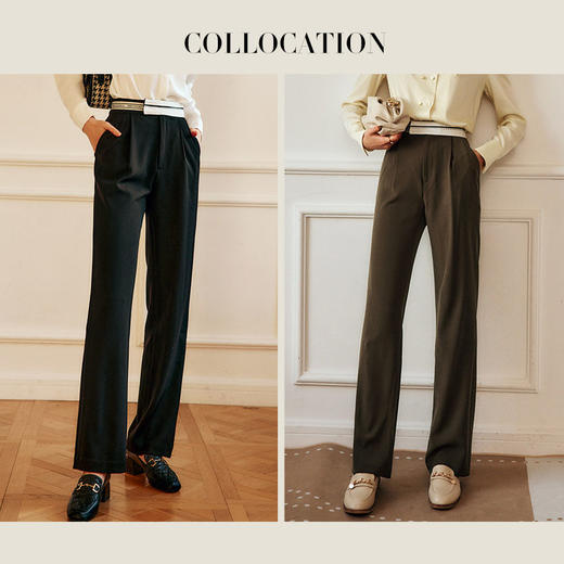 欧芮儿西装休闲裤女春季2022年新款高腰显瘦时尚气质设计感阔腿裤 商品图1