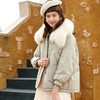 @欧芮儿2019冬季羽绒服女短款连帽带毛领米白色白鸭绒 商品缩略图1